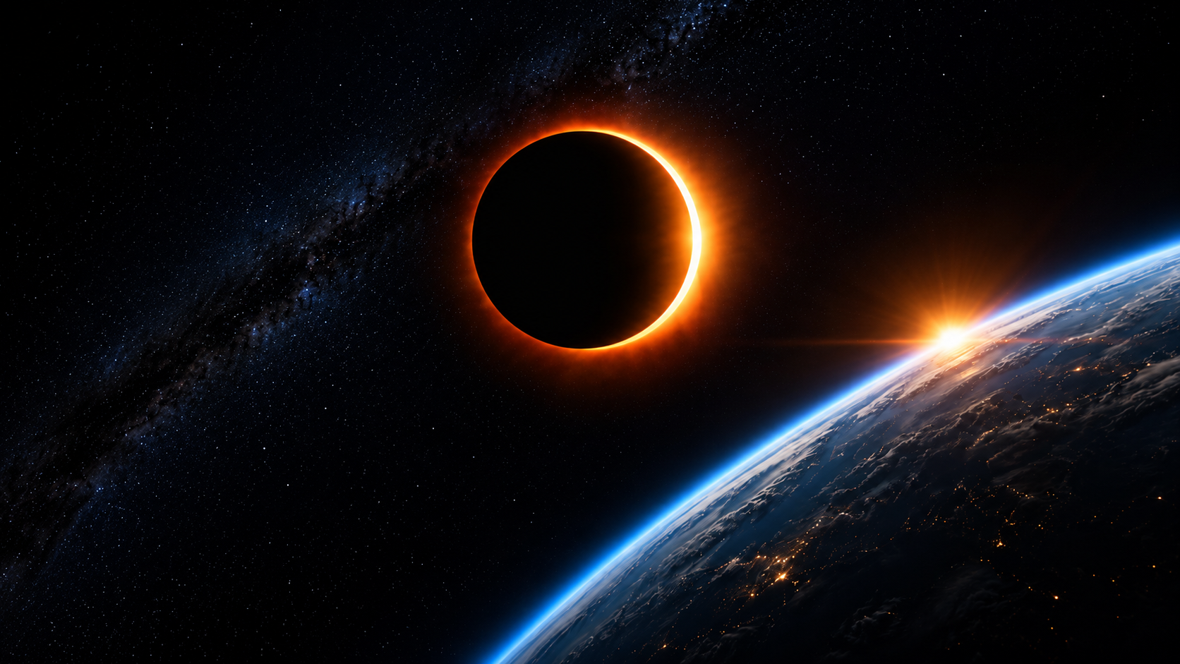 Earth-1: an eclipse and the Earthling Labs wordmark over a sunlit planet limb