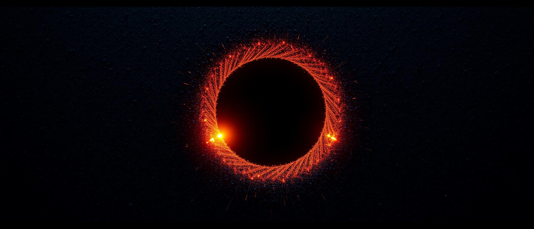 An aperture of light opening in a wall of particles