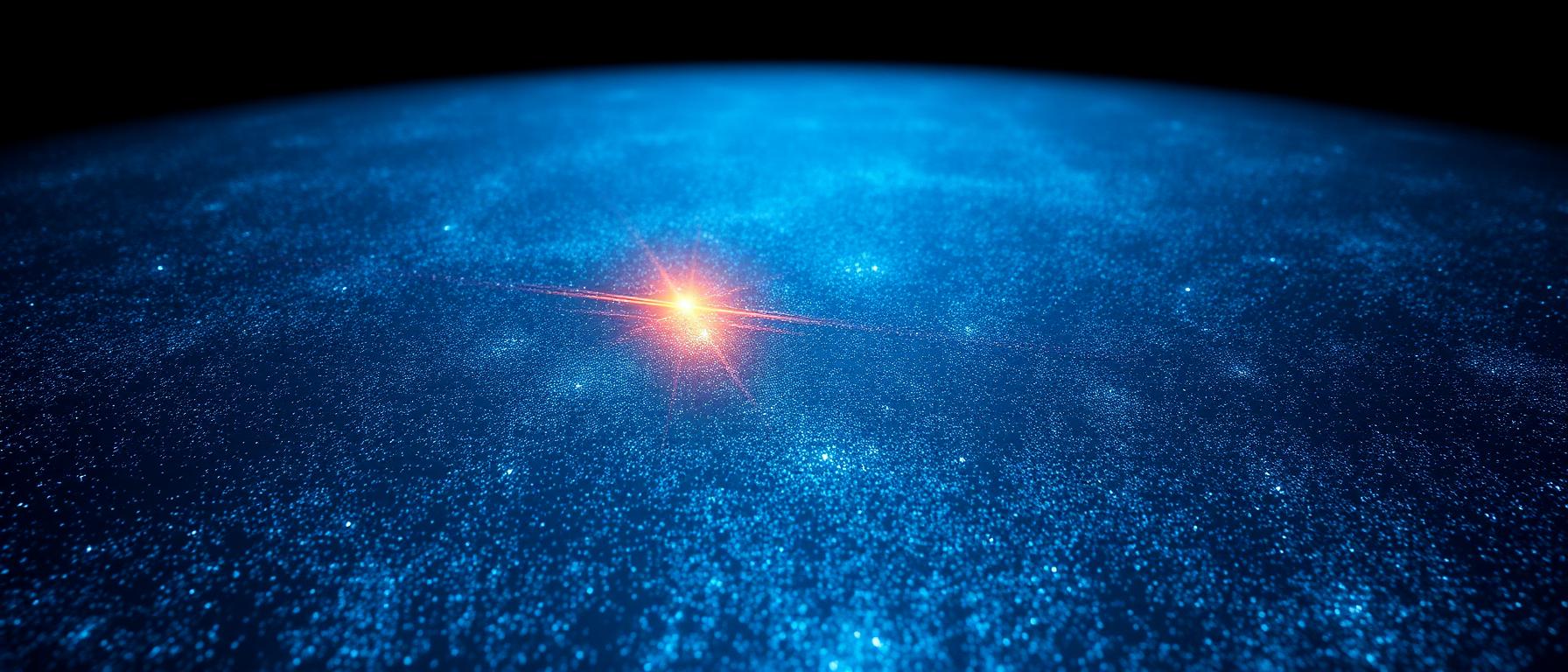 A calm surface concealing a storm of particles