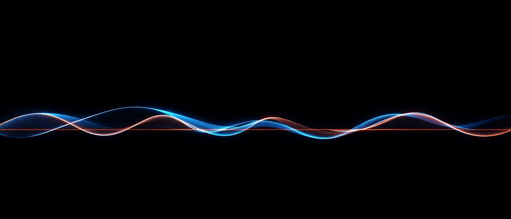 A single calm luminous line splitting into stacked waves of different character