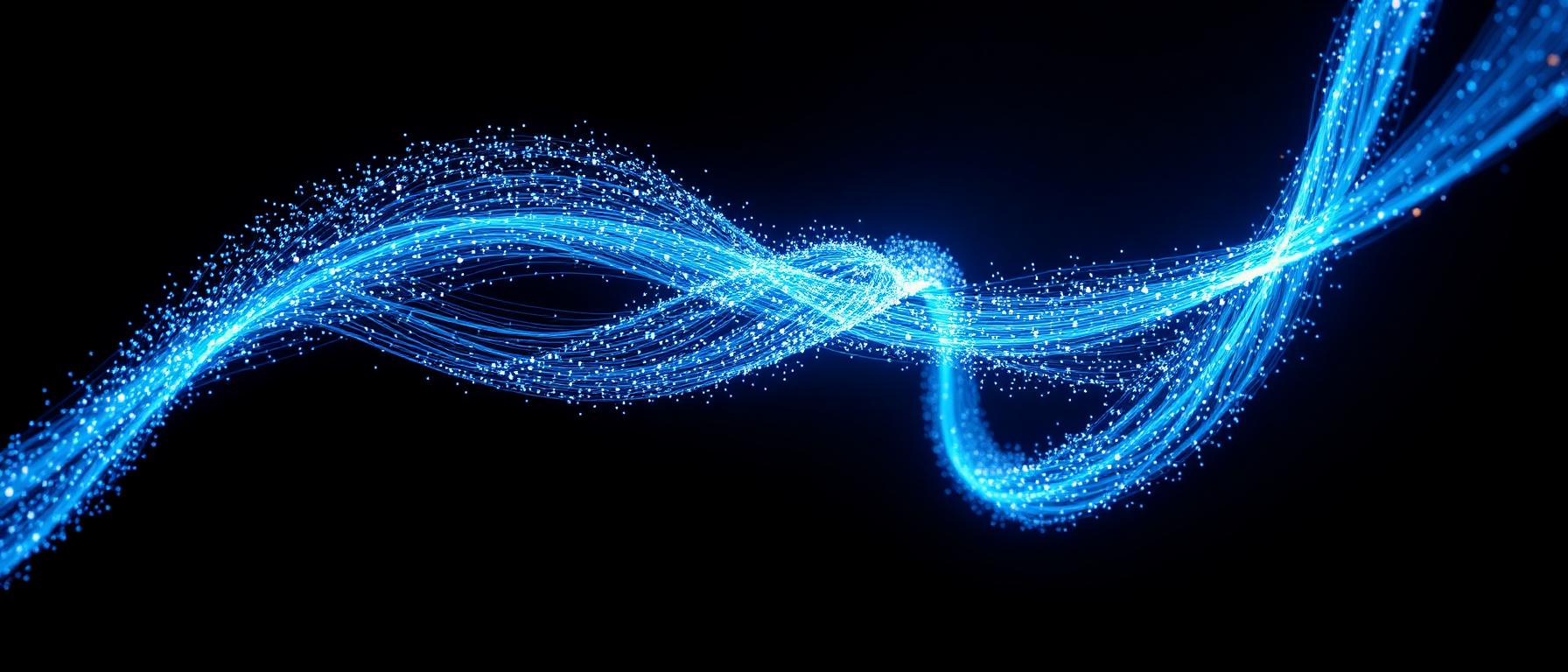 Two luminous particle streams interweaving into a single filament